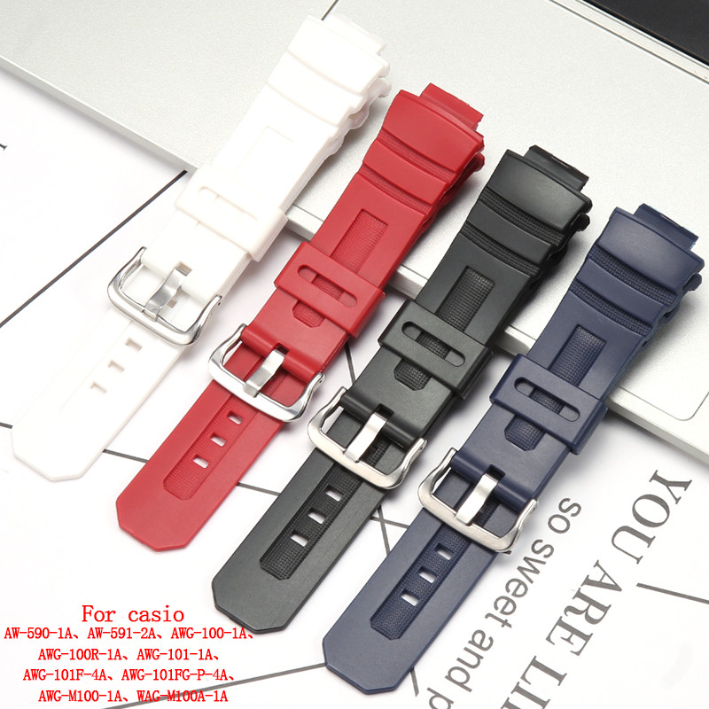 Natural Resin Strap For Casio AW-591 AW-590 AWG-M100 AWG-M101 AW-582B G-7700 Mens Waterproof Bracele