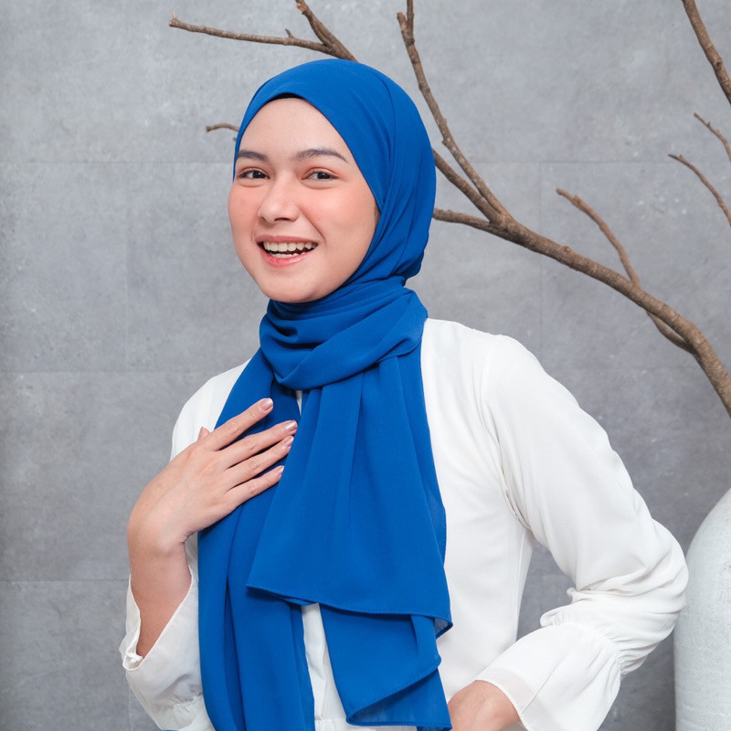 BIRU ELEKTRIK / BIRU BCA Pashmina Ceruty Babydoll ( Hijab Warna Elektrik / BCA / Benhur )
