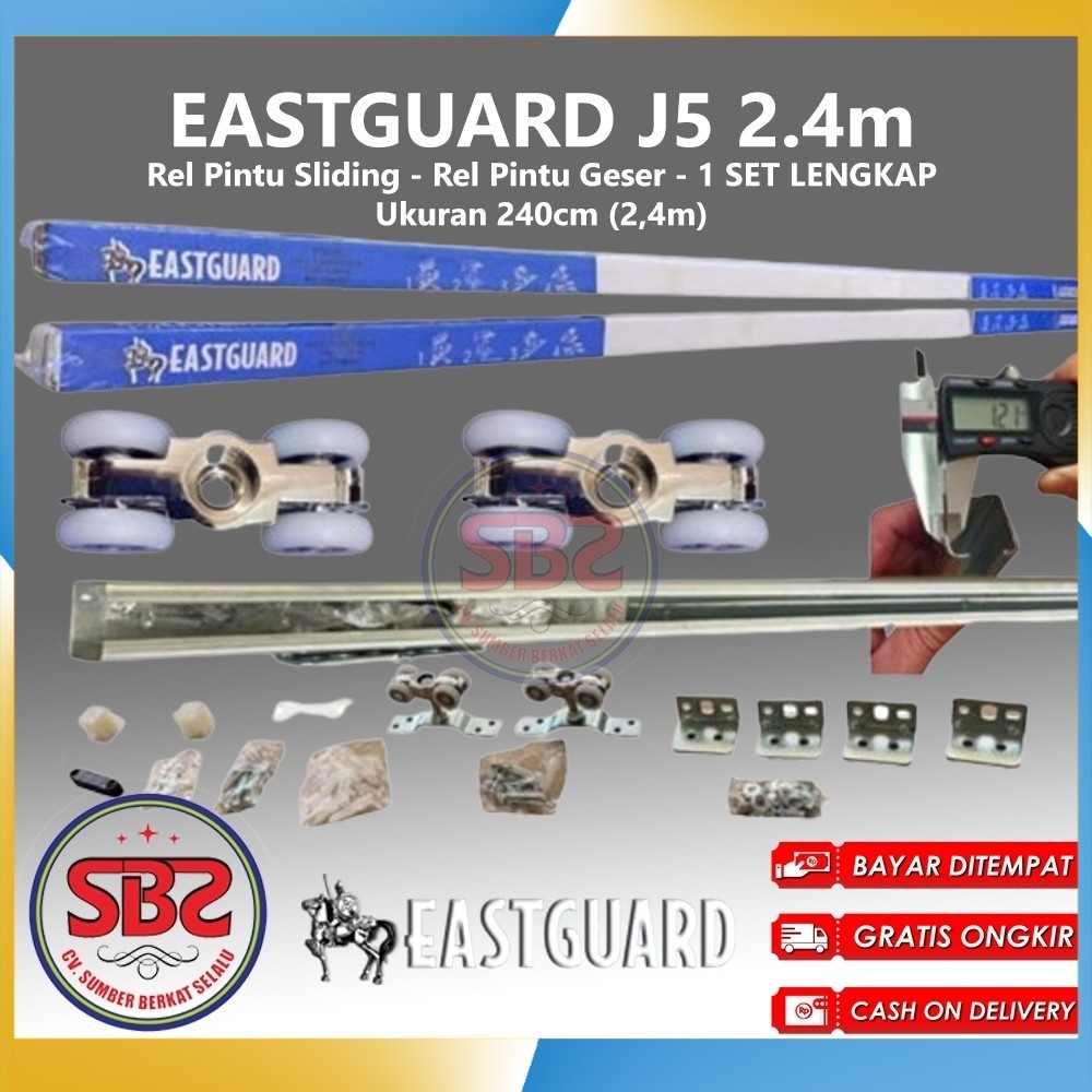 REL SLIDING J5 EASTGUARD - Rel Pintu Dorong - Sliding Rail Galvanis - Sliding Track - Rel Pintu 2.4m