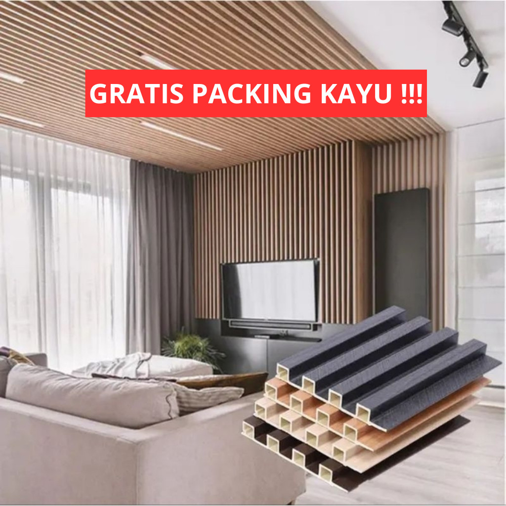 QA12DC54 WPC Wood Wall Panel PVC Dekorasi Dinding Wallpanel WoodPanel Stiker Hiasan Dinding Wallpape