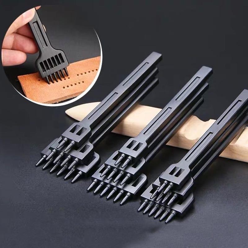 

1Pcs Leather Punch Tool Alloy Steel Hole Chisel Graving Stitching Punch Tools DIY Leather Craft Tool 4/5/6mm Spacing Punch Tool