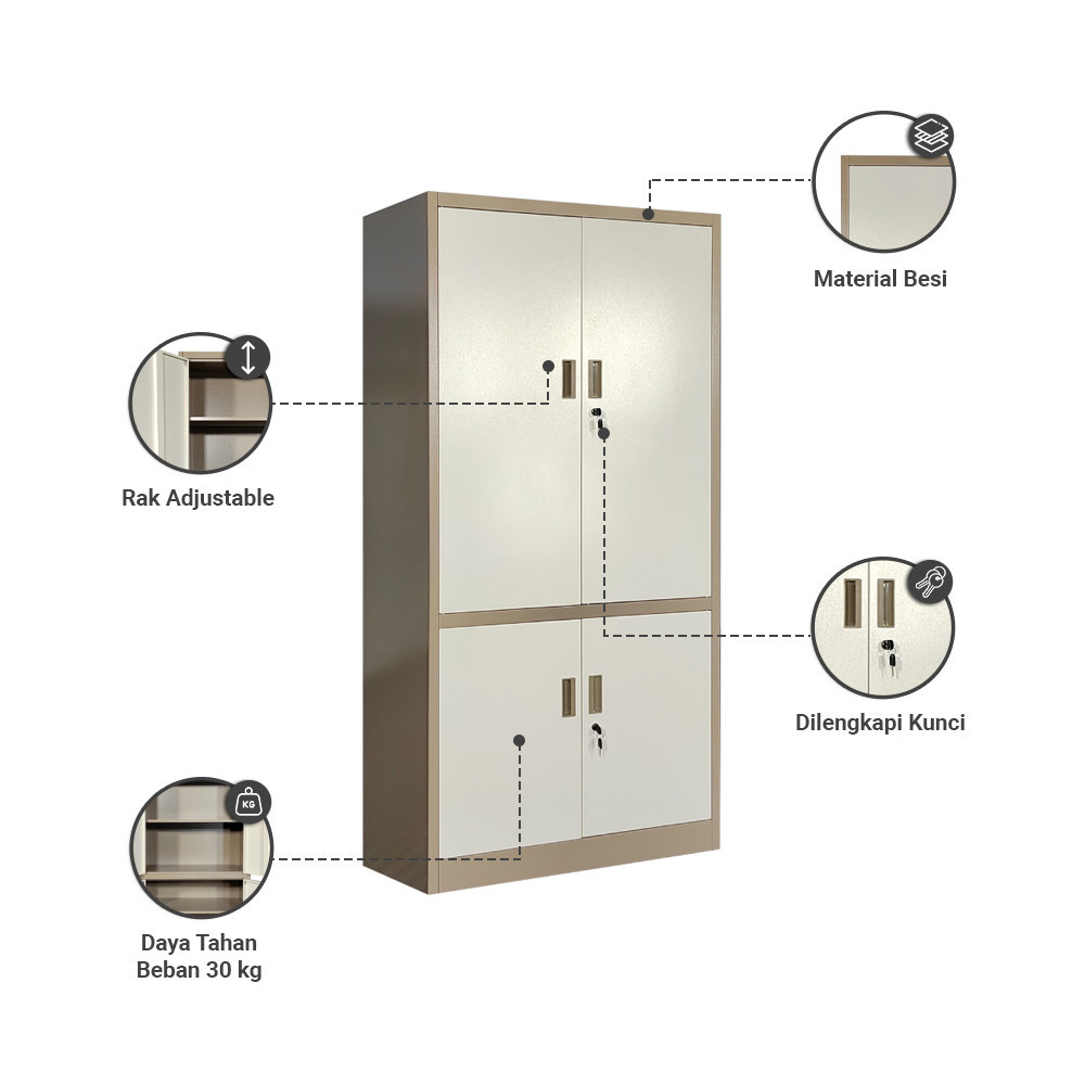 

Informa Kiev Lemari Arsip Kantor Metal 4 Pintu - Cokelat File Cabinet Lemari Besi Kabinet Tempat Dokumen Arsip Berkas Document Storage Furniture Kantor