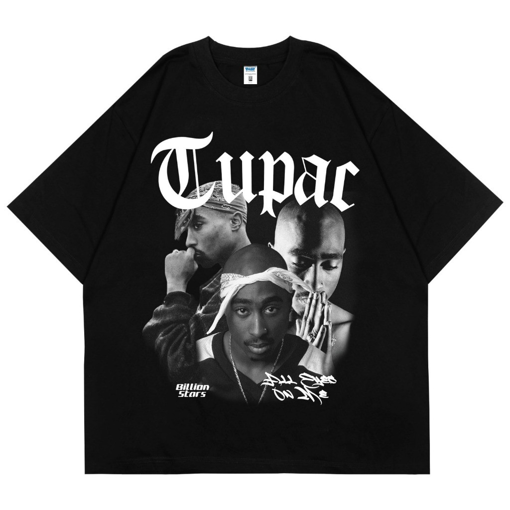 【HOT】 T-SHIRT - KAOS OVERSIZE - TUPAC 2.0 - BILLIONSTARS - BLACK - UNISEX T-shirt