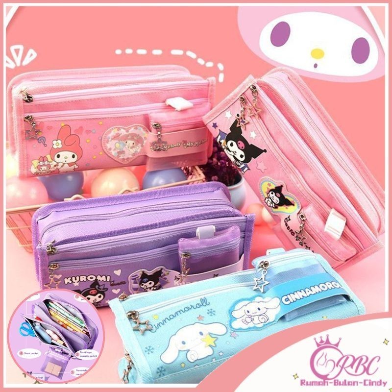 

【Penjual Lokal】5 IN 1 Sanrio Dompet Kotak Pensil Besar Kapasitas Anak Pensil Tempat Kuromi Melody Cinnamoroll Sekolah Dasar Lucu Kotak Alat Tulis