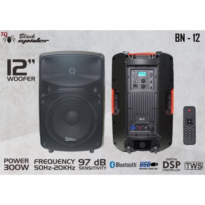 Speaker Aktif 12 inch blackspider bn12 salon aktiv black spider bn 12