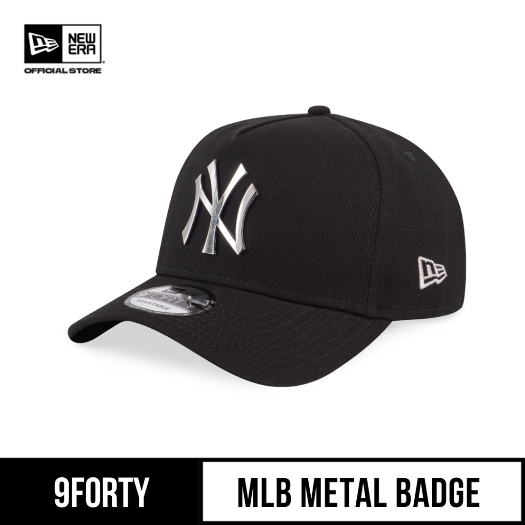 New Era 9FORTY A-Frame New York Yankees Metal Badge Silver Adjustable Cap