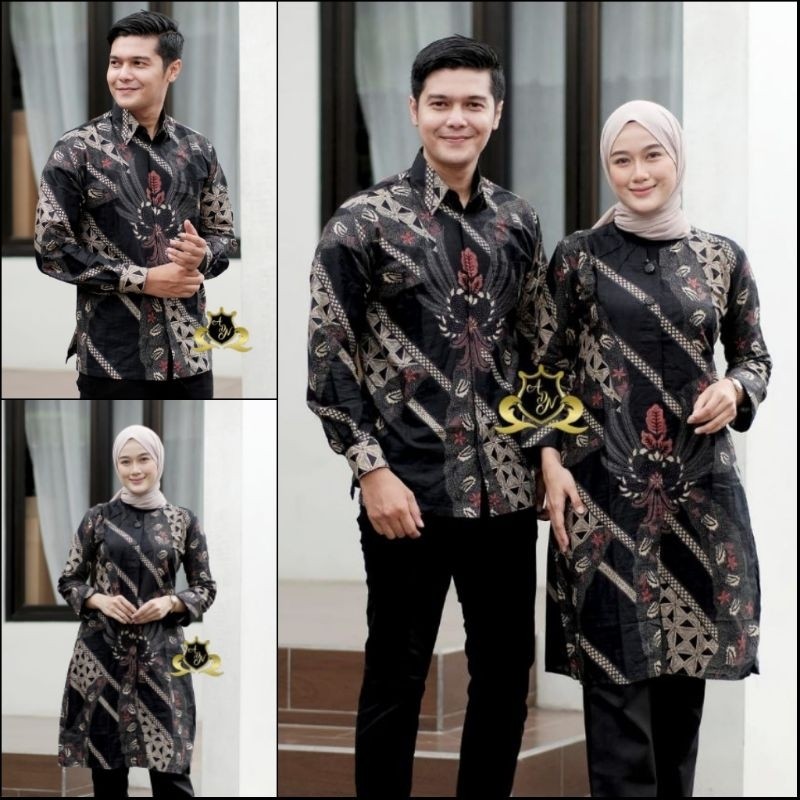Batik Tunik Couple Modern Set Pakaian Couple Kemeja Batik Pria Premium Baju Batik Couple