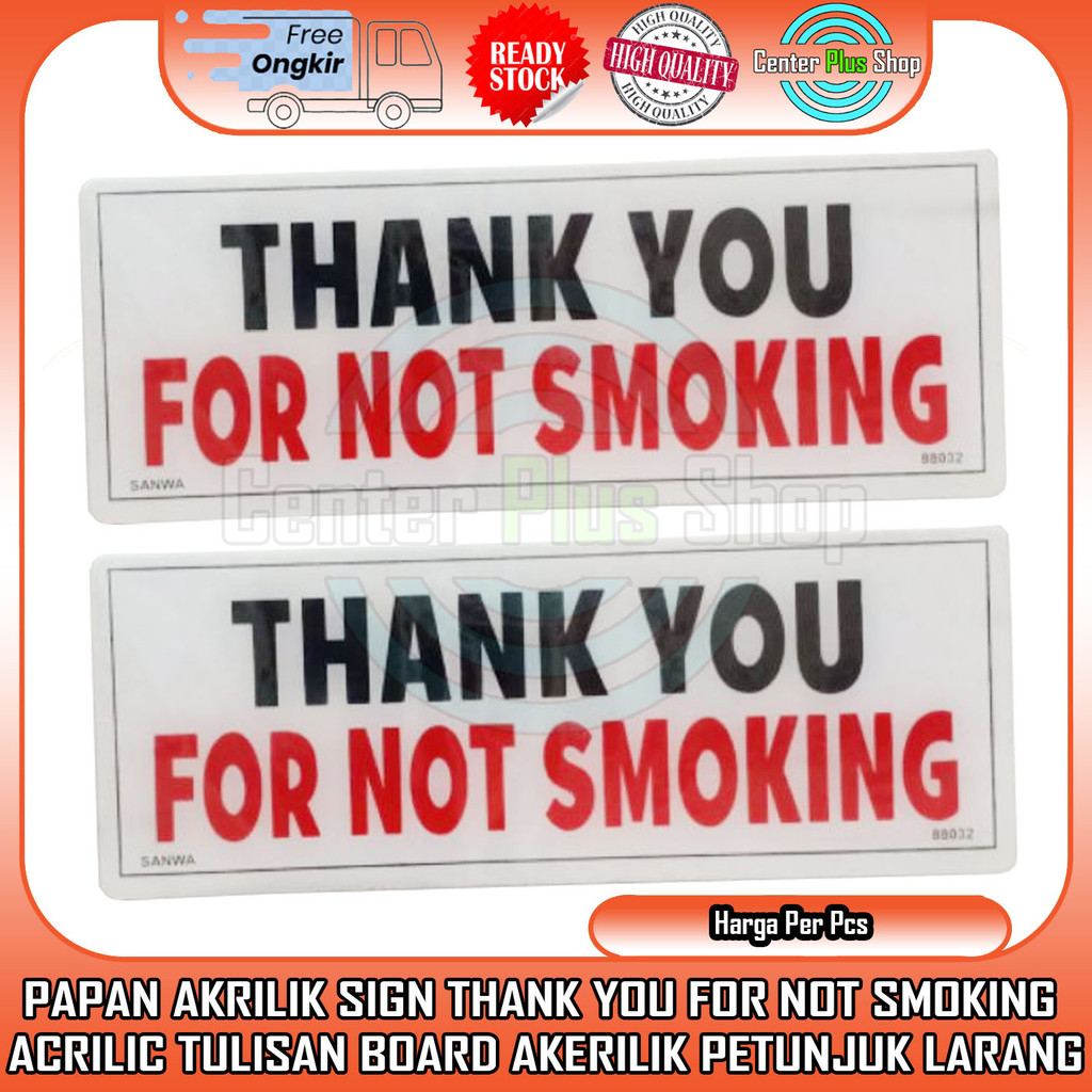 

Papan Akrilik Stiker Petunjuk Sign Thank You For Not Smoking Board Tulisan Ruangan Akerilik Terima Kasih Untuk Tidak Merokok Dilarang Rokok Acrilyc Kuat Tempel Kaca Label Lengket Double Tape Gantung Rumah Kantor Toko Melekat Lekat