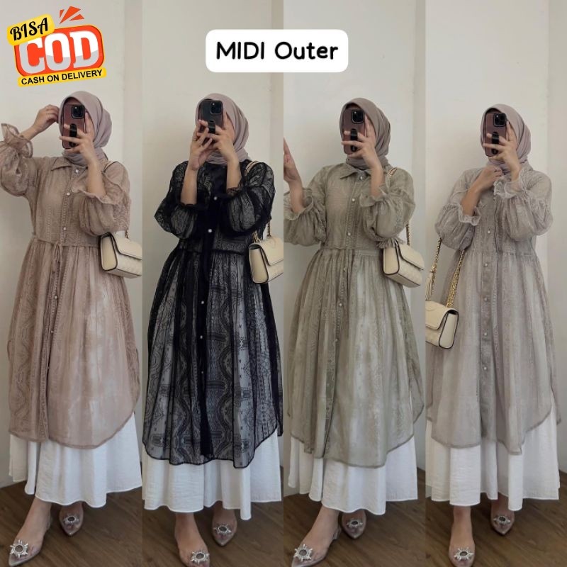 Outer Long Outer Cardigan  Brukat Renda Lace Malika Import Premium Murah