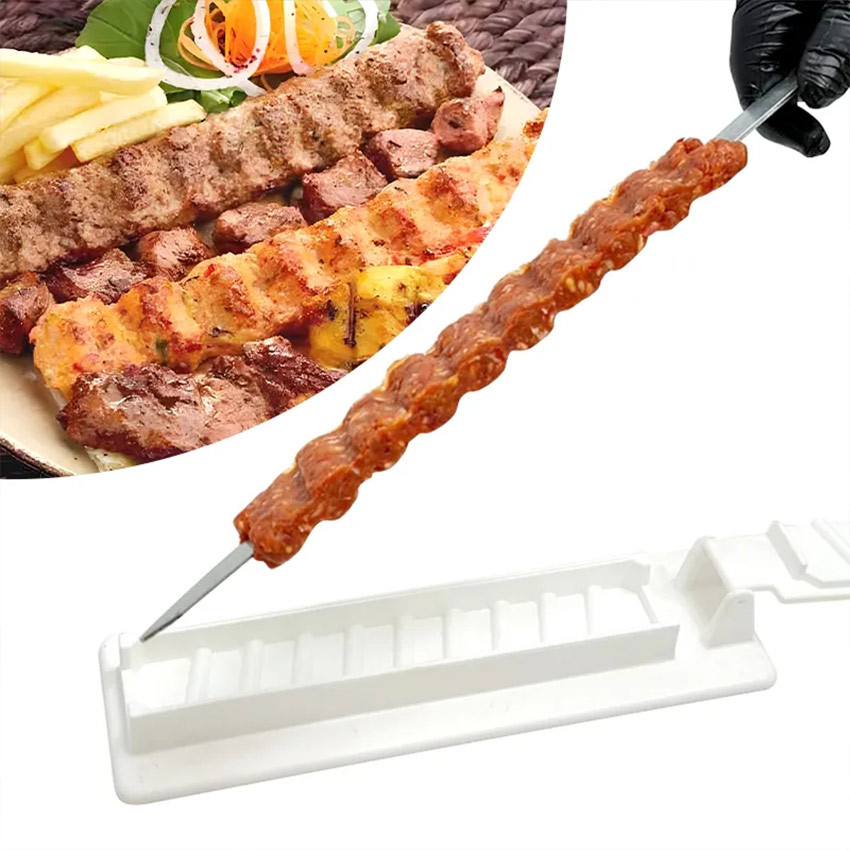 3 In 1 Kotak Pembuat Bbq Tusuk Daging Sate Kebab / Alat Pemotong Daging Satai Kebab Untuk Bbq / Alat