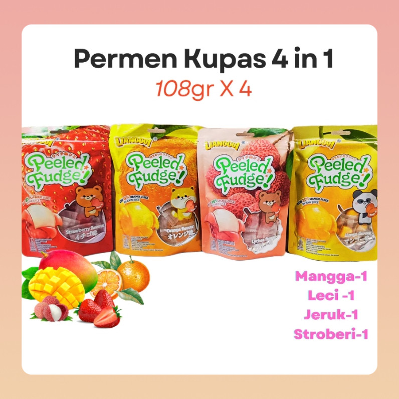 

[Hadiah untuk anak-anak]Lianggui Halal Bundle 4in1/6in1 All Fruit Peeled Gummy | Permen Buah | Permen Lunak Aneka Rasa | Permen Jelly | Snack Halal