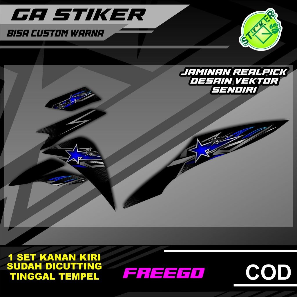 STRIPPING SIMPEL YAMAHA FREEGO STAR DIESEL LIVERY TERBARU SUDAH DI CUTTING TINGGAL TEMPEL