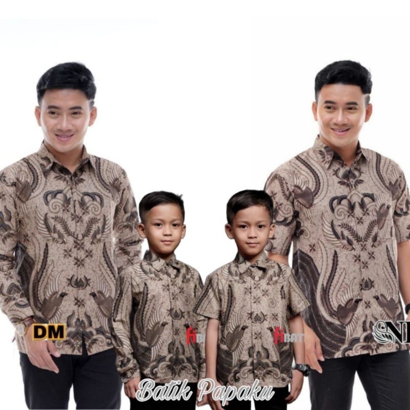 Batik Zain seragam Kemeja Batik Anak Laki-Laki Lengan Panjang Batik Ayah dan Anak Cowok warna Coksu 