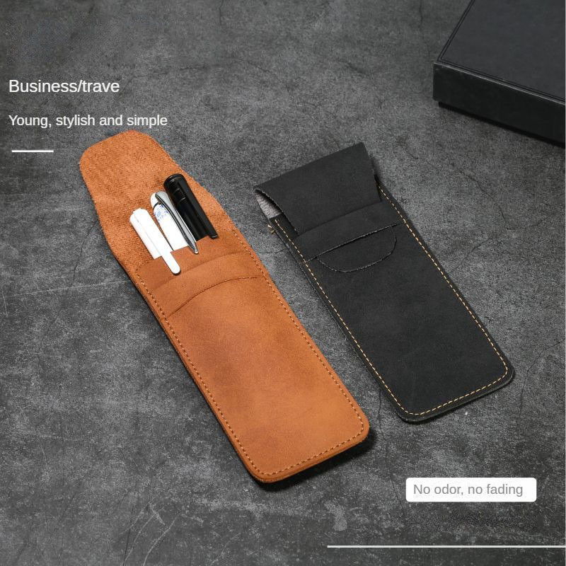

Vintage Leather Pen Case Pocket Pen Pouch Mini Stationery Organizer Bag for Students Office Women Men Business Travel