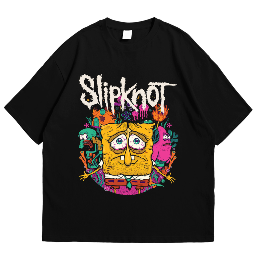T-Shirt baju kaos skena cowok Slipknot  X Spongebob Casual COD S M L XL 2XL 3XL Heavyweight