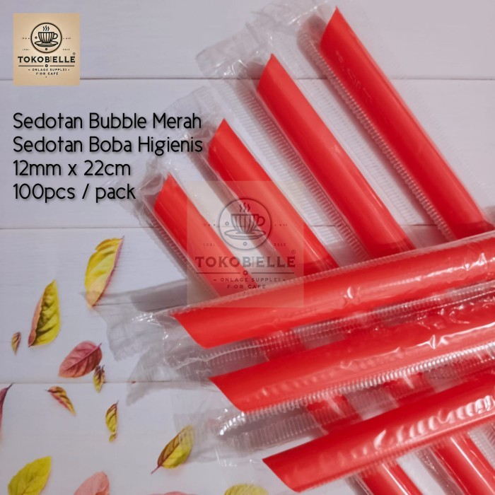 Sedotan Bubble Merah 12mm Sedotan Boba Steril 12 mm isi 100pcs