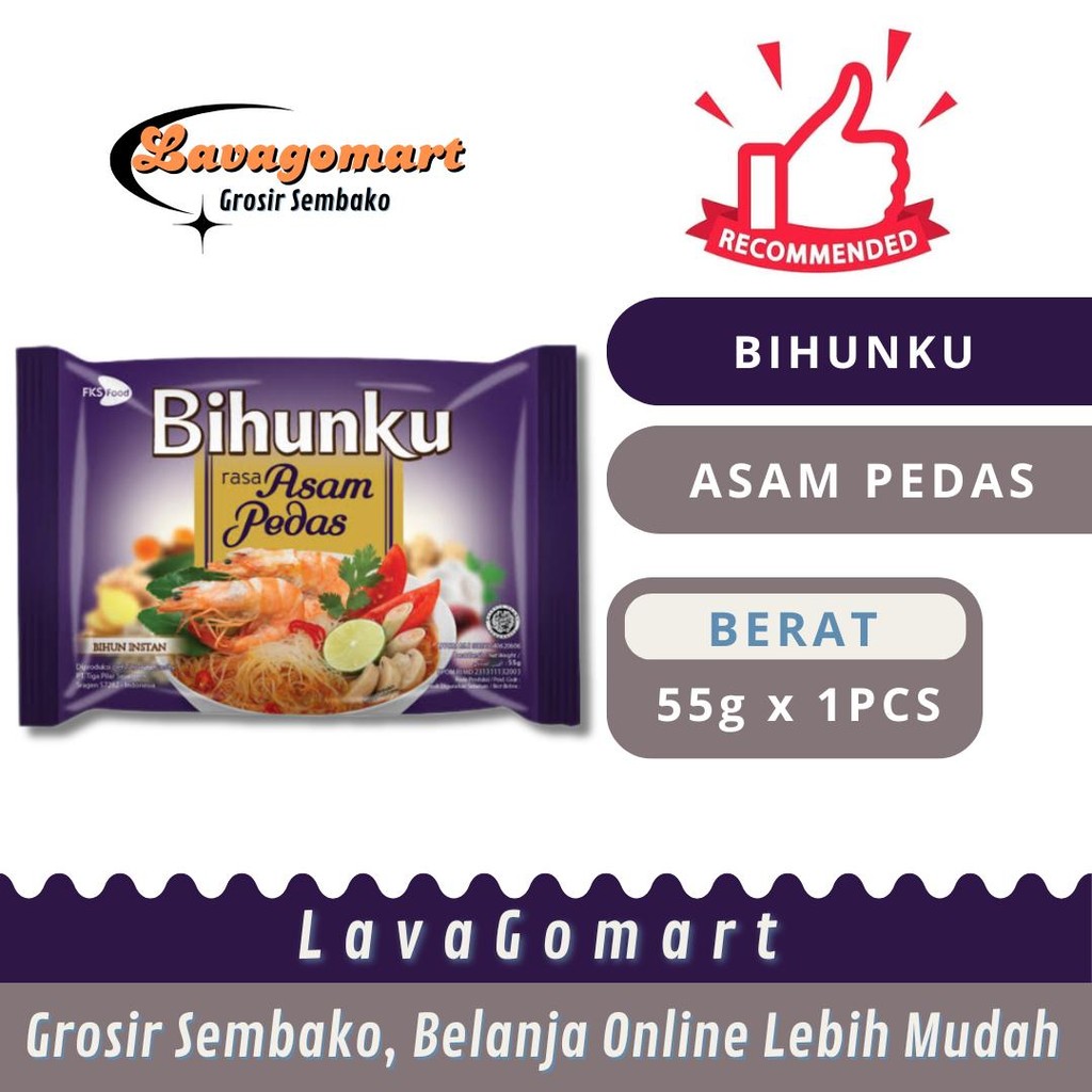

BIHUNKU BIHUN INSTAN ASAM PEDAS 55g - 1 PCS - LAVAGOMART - BANDUNG