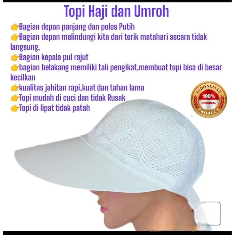 Topi Haji dan Umroh Wanita / Topi Caddy / Topi Pantai / Topi Golf Bahan Rajut 100% Original