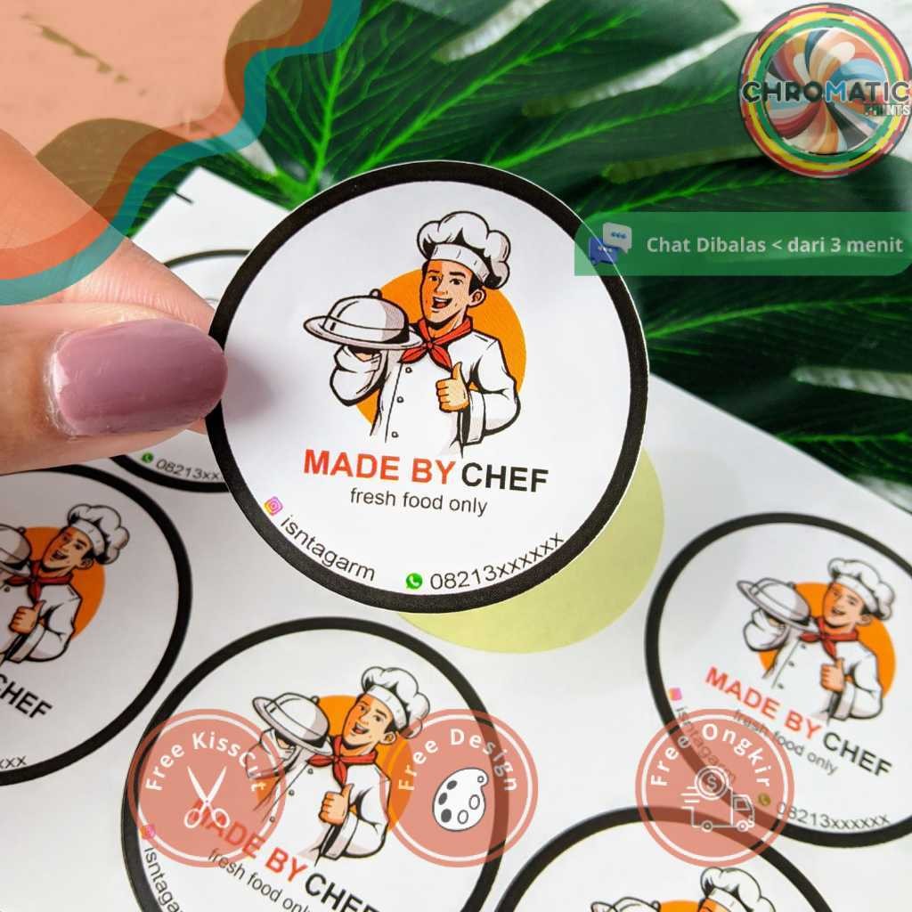 

chromatic SBC 2-7 Cetak Stiker Bulat Label Olshop Custom Sticker Logo Makanan Print