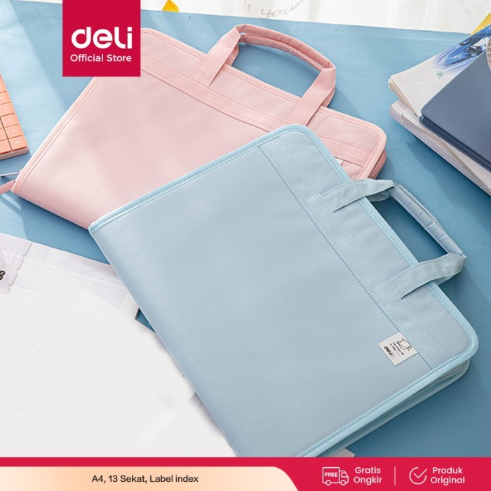 

LARIS -Deli File Folder Document Bag Tas Dokumen File A4 13 sekat 72561 - Biru Muda