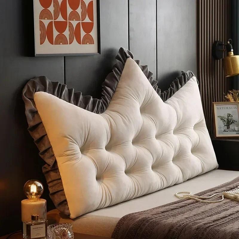 

Luxury King Queen Crown Bed Pillow Decorative Princess Backrest Headboard Cushion Bedroom Home Decor Wedding Bedding