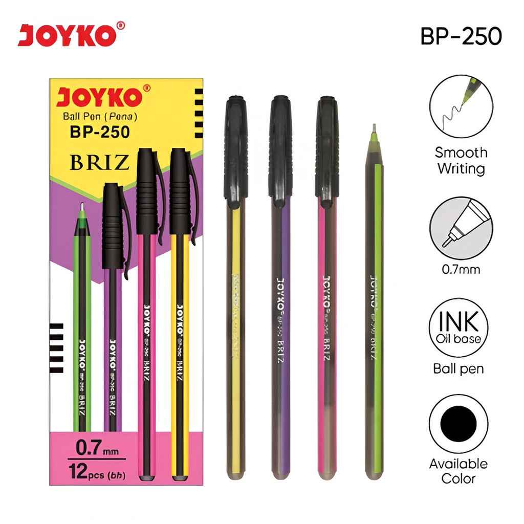

(12pcs) Ball Pen Pulpen Pena Joyko BP-250 BRIZ 0.7 mm - Pulpen Joyko Briz BP 250 0.7MM