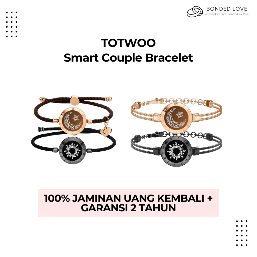 TOTWOO Gelang LDR Jarak Jauh Smart Couple Bracelet Sun and Moon by Bonded Love Kado Valentine Annive