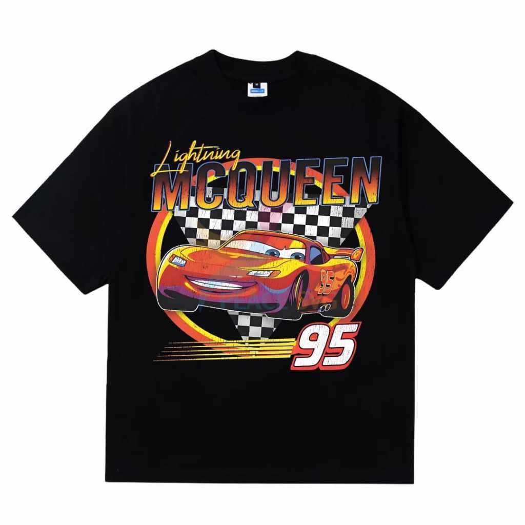 Nebula Tshirt Lighting Mcqueen Vintage Kaos lengan pendek Hitam