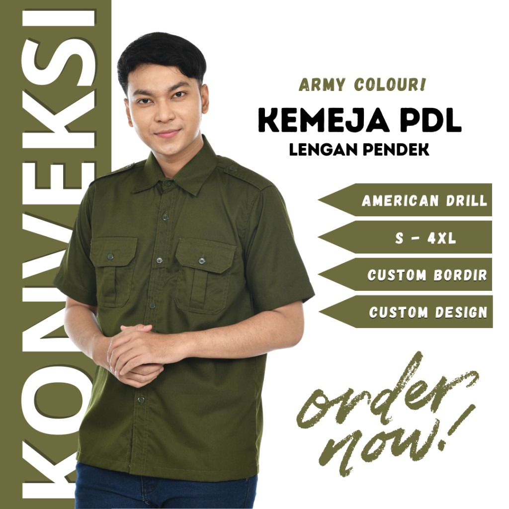 Baju Kemeja PDL Lengan Pendek Seragam Kerja Dinas Lapangan Outdoor Outdor Gunung Komunitas Custom Bo