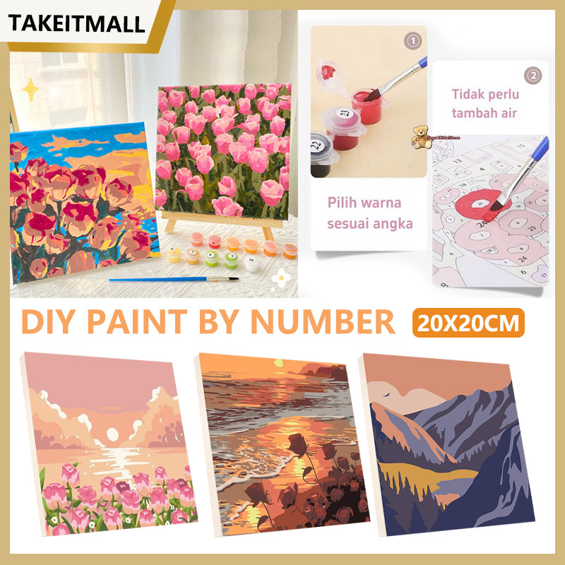 

Number Kit DIY Digital /Paint By Number 20 X 20cm Canvas Pain