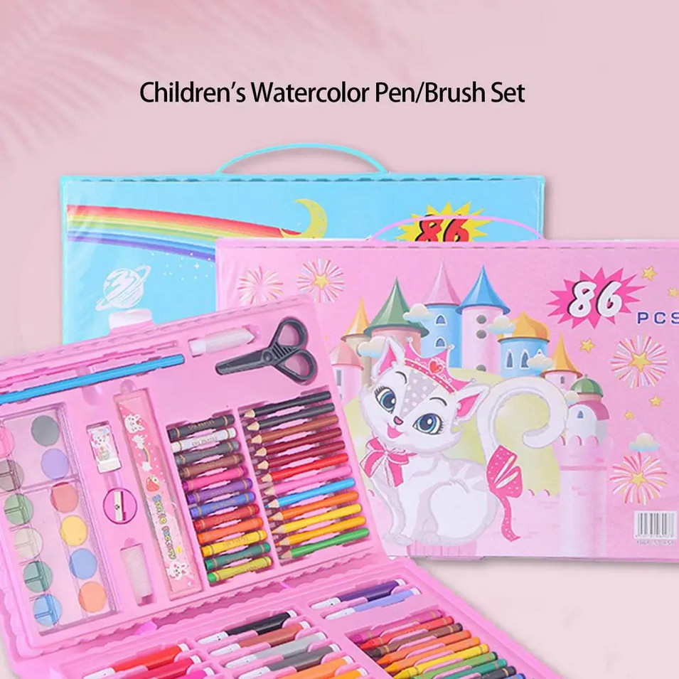 SHENARCrayon Pensil Warna Lengkap 86 PCS / Perlengkapan Sekolah Menggambar Anak / Krayon Pensil Warn