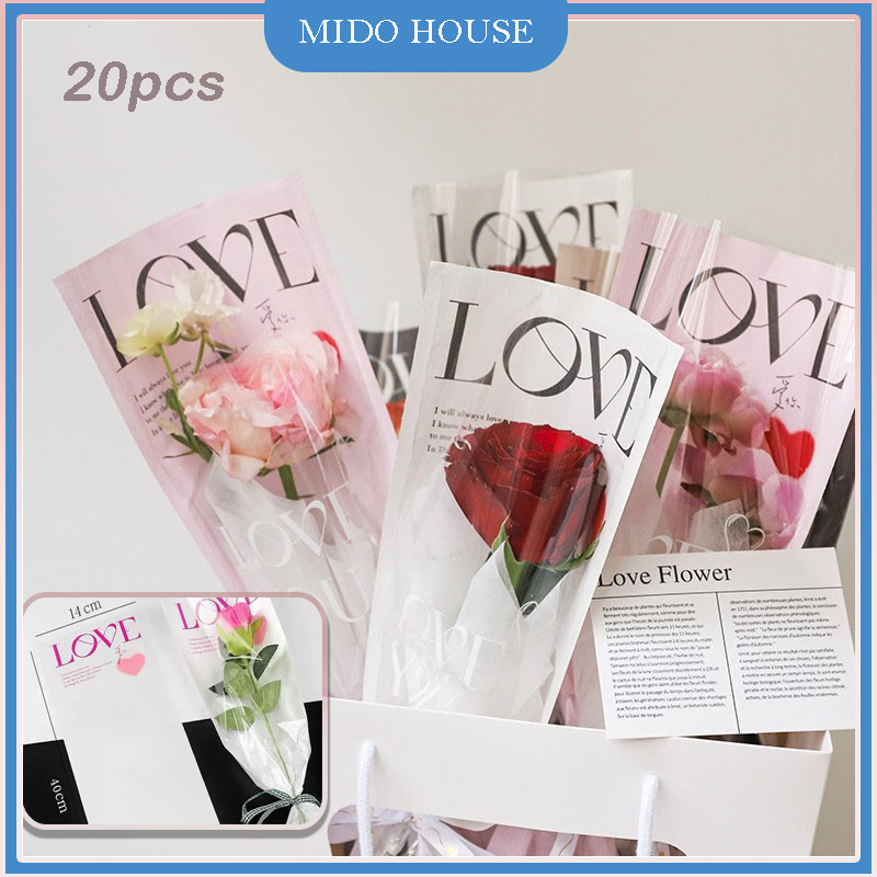 

Plastik Bunga Single Flower Tulisan Love Printed Korean Style Plastik Bunga Tangkaian Satuan Putih/Hitam/Merah muda/Biru