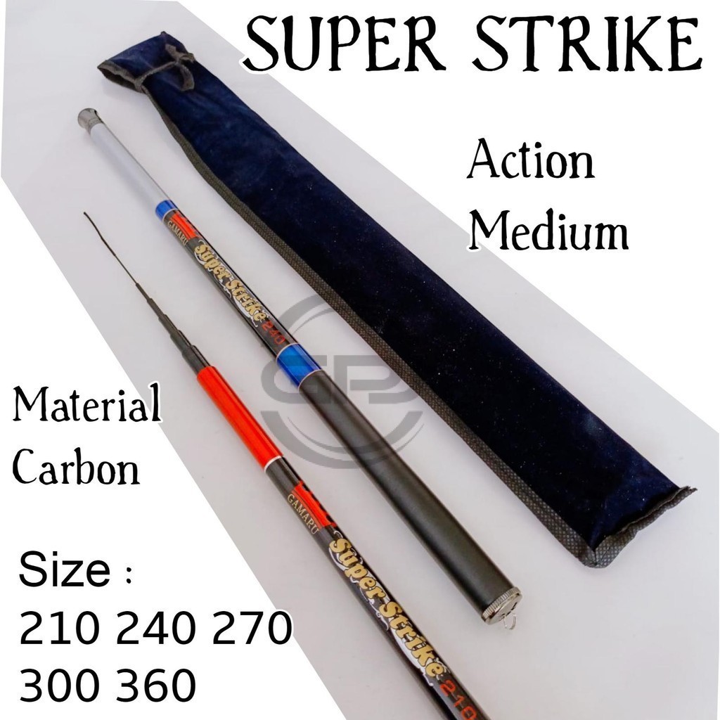 GPJ Gamaru Super Strike 210 240 450 Joran Tegek Ruas Pendek Bahan Carbon Action Medium Walesan Tongk