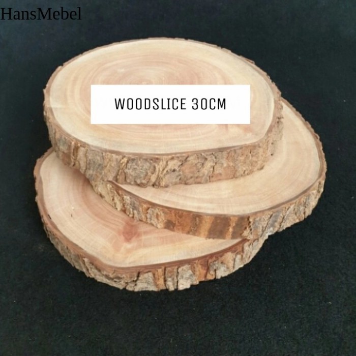 WOOD SLICE 30CM NATURAL WOOD DEKORASI Berkualitas