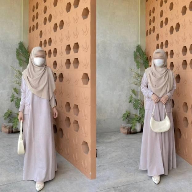 Elmina Hijab - Halimah Dress - Grey Lilac, L