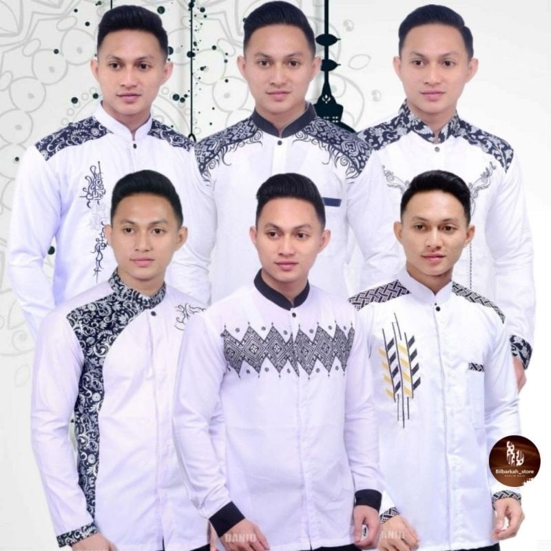 KAIN ADEM / Baju Koko Putih Bordir Dewasa Pria Lengan Panjang Import Premium