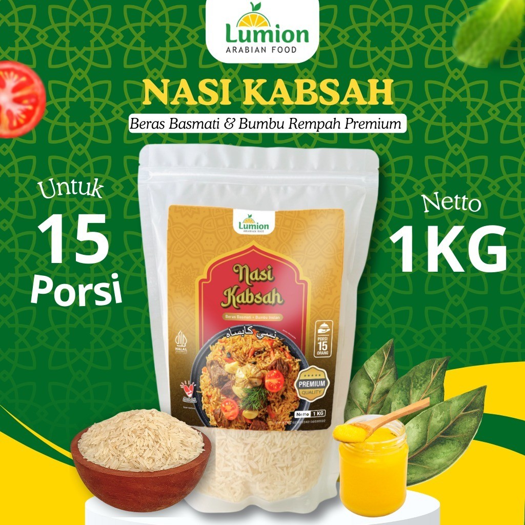

Nasi KABSAH BIRYANI MANDHI PORSI 15 Orang Beras Basmati 1kg Rempah Minyak Samin komplit Instant