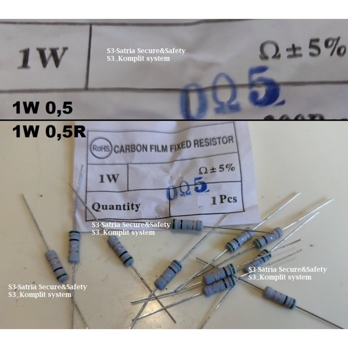Resistor 1Watt 1W 0,5 ohm 0,5ohm 0.5 0.5ohm 0,5R 0R5 0R5Ohm