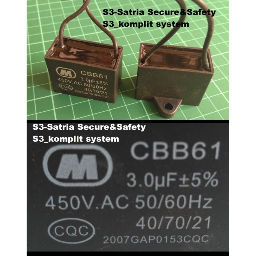 KAPASITOR kotak 3,0UF 450V AC 3 UF Capasitor ELCO 3UF