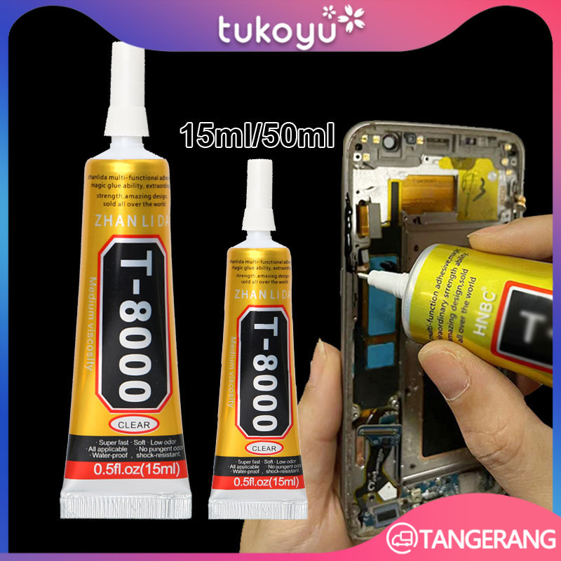 

15ml/50ml Lem T8000 Touchscreen Premium Perekat LCD HP Bening Tahan Lama Anti Retak Anti Kuning
