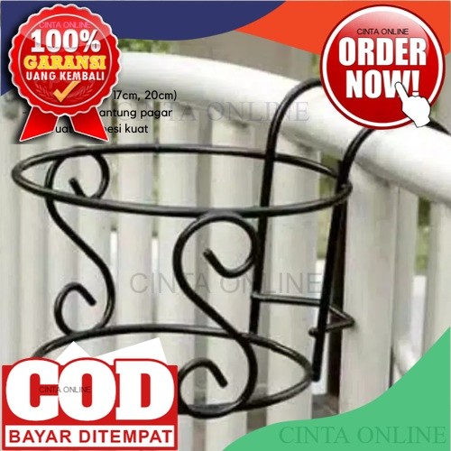Rak Pot Bunga Gantung Pagar balkon S /Rak Gantungan Besi Pot Pagar/Rak BALCON