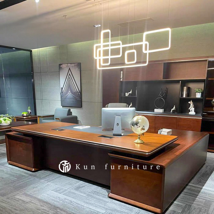 meja direktur modern minimalis kayu jati solid