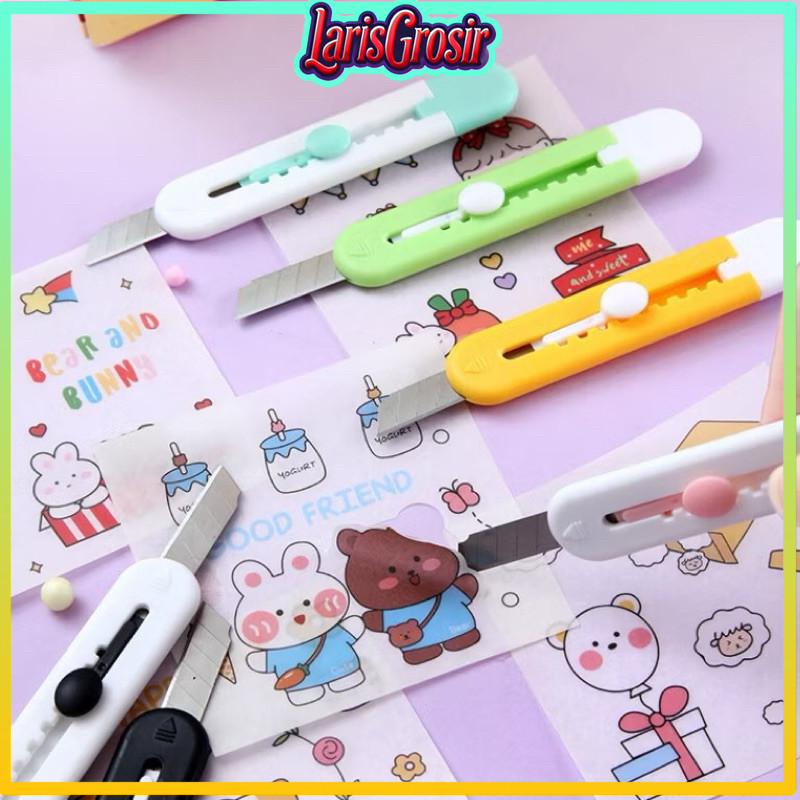 

COD MKS Cute Cutter Pemotong Kertas / Cutter Mini Motif Polos / Mini Cutter Portable Ukuran Kecil LarisGrosir