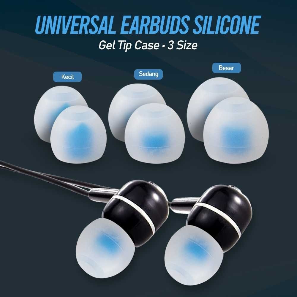 Universal Earbuds Silicone Gel Tip Case 3 Size / Earphone Earbud Silikon Ear Buds Headset Universal 