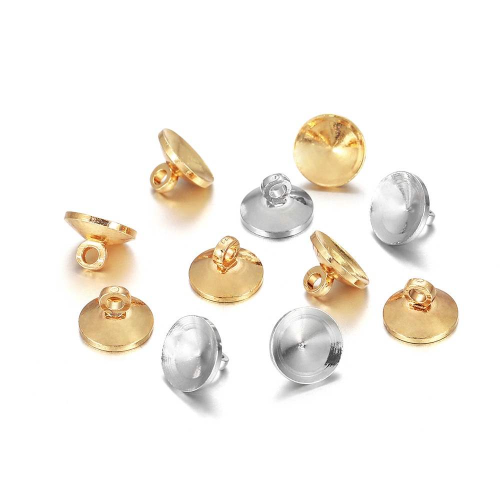 

50pcs/lot Beads End Caps Connector Fit Round Beads Pendants For DIY Necklace Jewelry Making Handmade Supplies Accessories