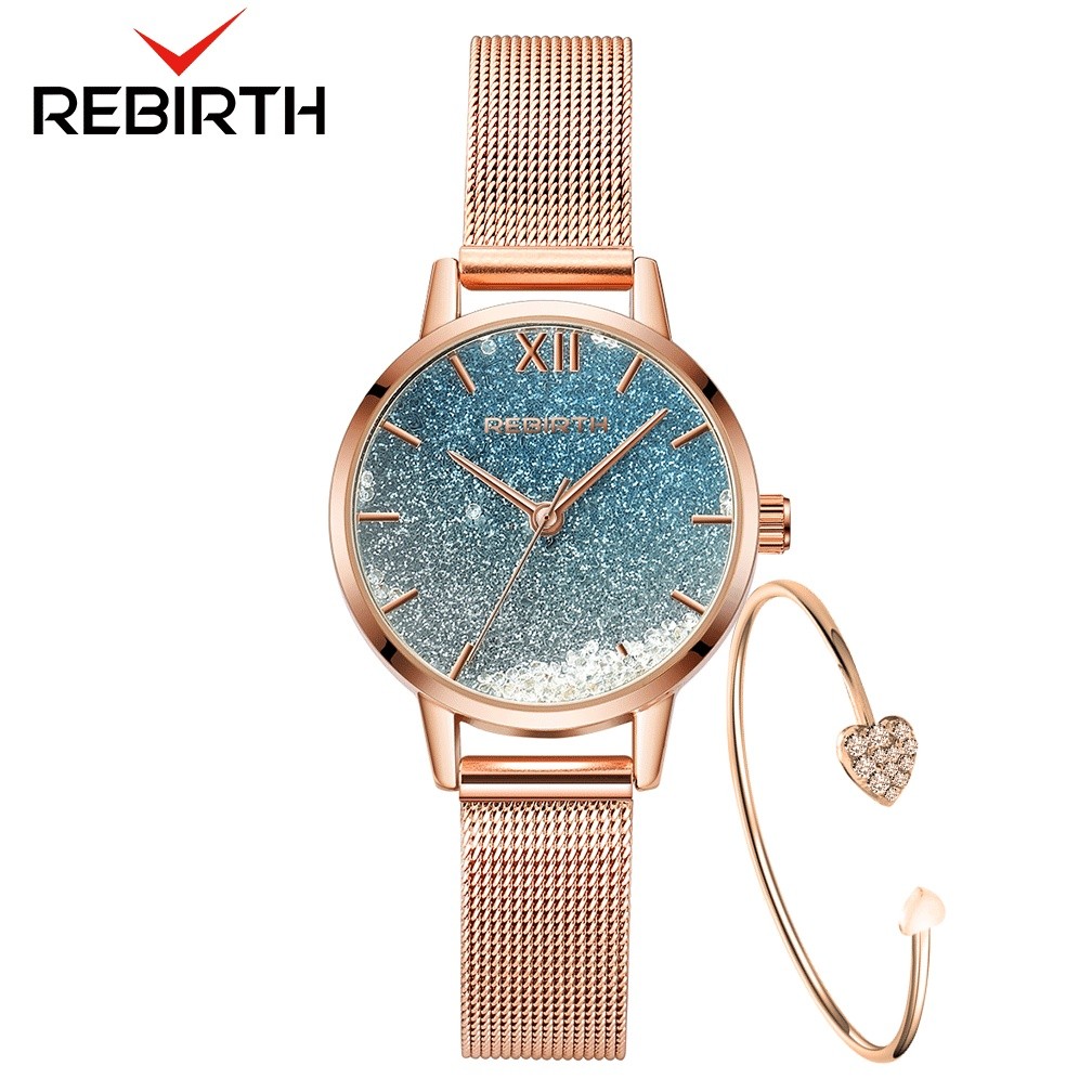 [PALING DICARI] REBIRTH Jam Tangan Wanita Original Anti Air Pasir Apung Dial Santai Mode Tali Jala J