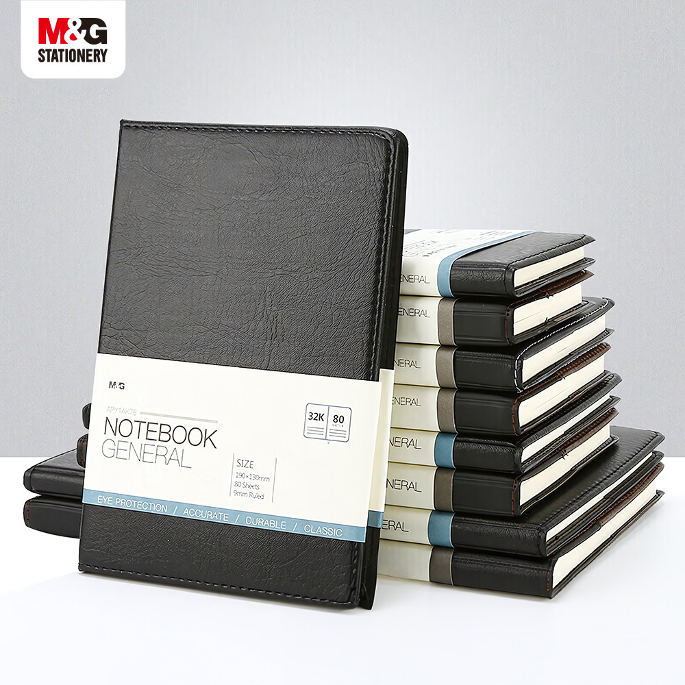 

M&G 80 Pages Black Office Notebooks, Meeting Leather-bound Notebooks, Inclusive Diaries, Business Notepads 32/25/18K