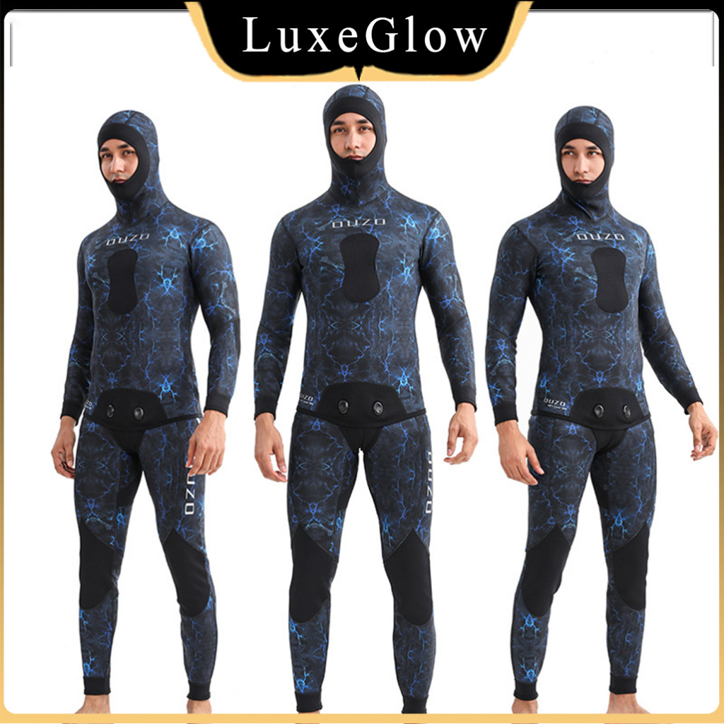 100%Ori/OUZO Pria&Wanita1 5MM Neoprene Wetsuit baju selam wetsuit/baju luar Dua potong Kamuflase Set