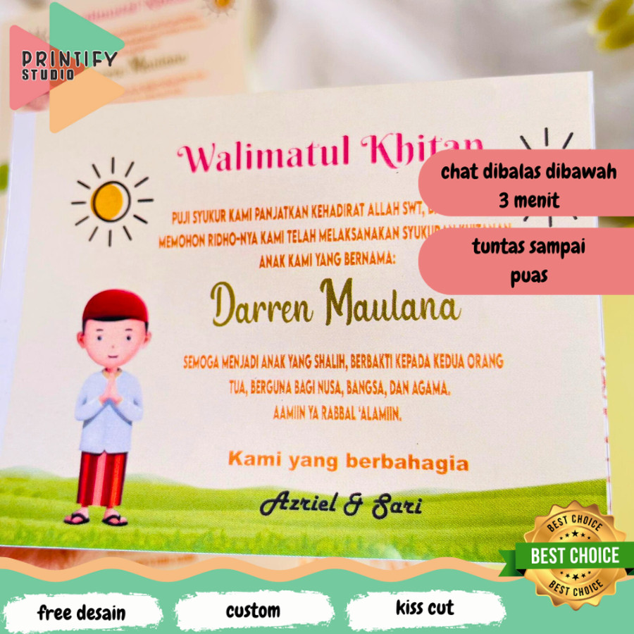 Printify STIKER SYUKURAN KHITANAN/STIKER KHITANAN NASI BOX/STIKER TASYAKUR KHITANAN/STIKER KHITAN