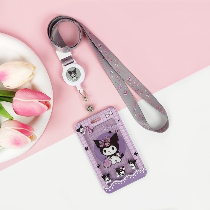 

[New Collection] ID Card Holder Name Tag Lanyard / Kalung Kartu Cute Sanrio Mascot 5 - Kuromi